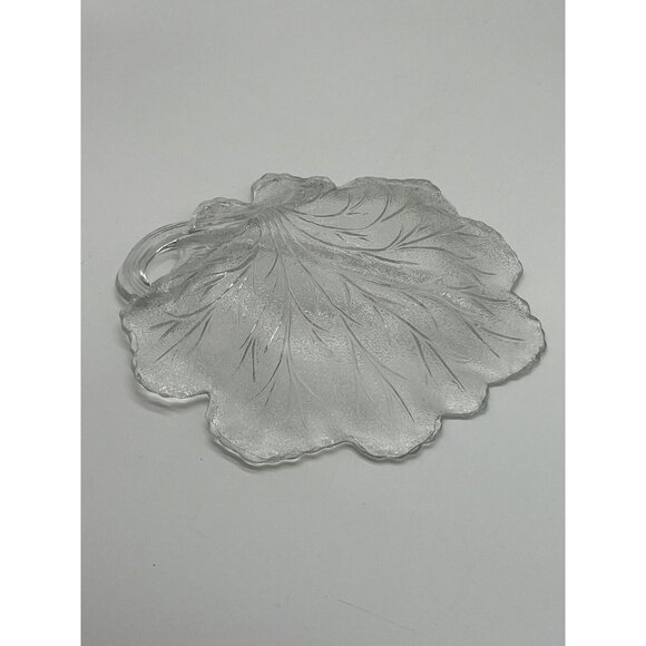 Vintage Indiana Glass Pebble Leaf Serving Relish Dish Tree of Life Design 8.5" - Picture 5 of 5